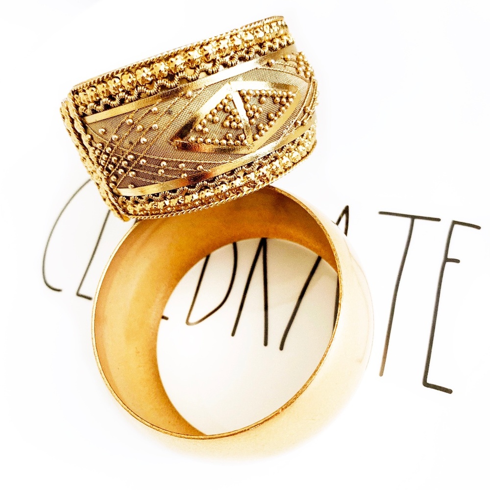 Bundle! Two Gold Tone Wide Cuff Bracelets